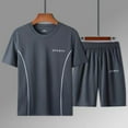 thumbnail image 2 of CHUMUD Men's 2 Piece Sets Short Sleeve Crew Neck T Shirts and Eastic Waisted Shorts Set Workout Clothes Athletic Set Basketball Football Training Running Gym Texture Summer Trendy Casual Outfits, 2 of 9