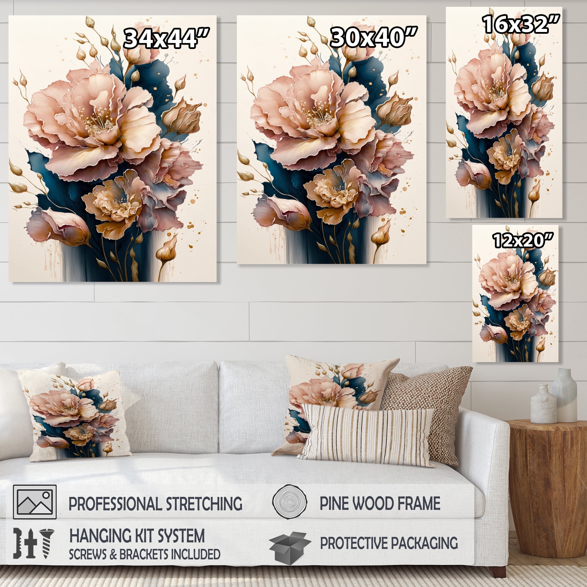 Designart Soft Pink And Blue Gladiolus Flowers I Canvas Wall Art