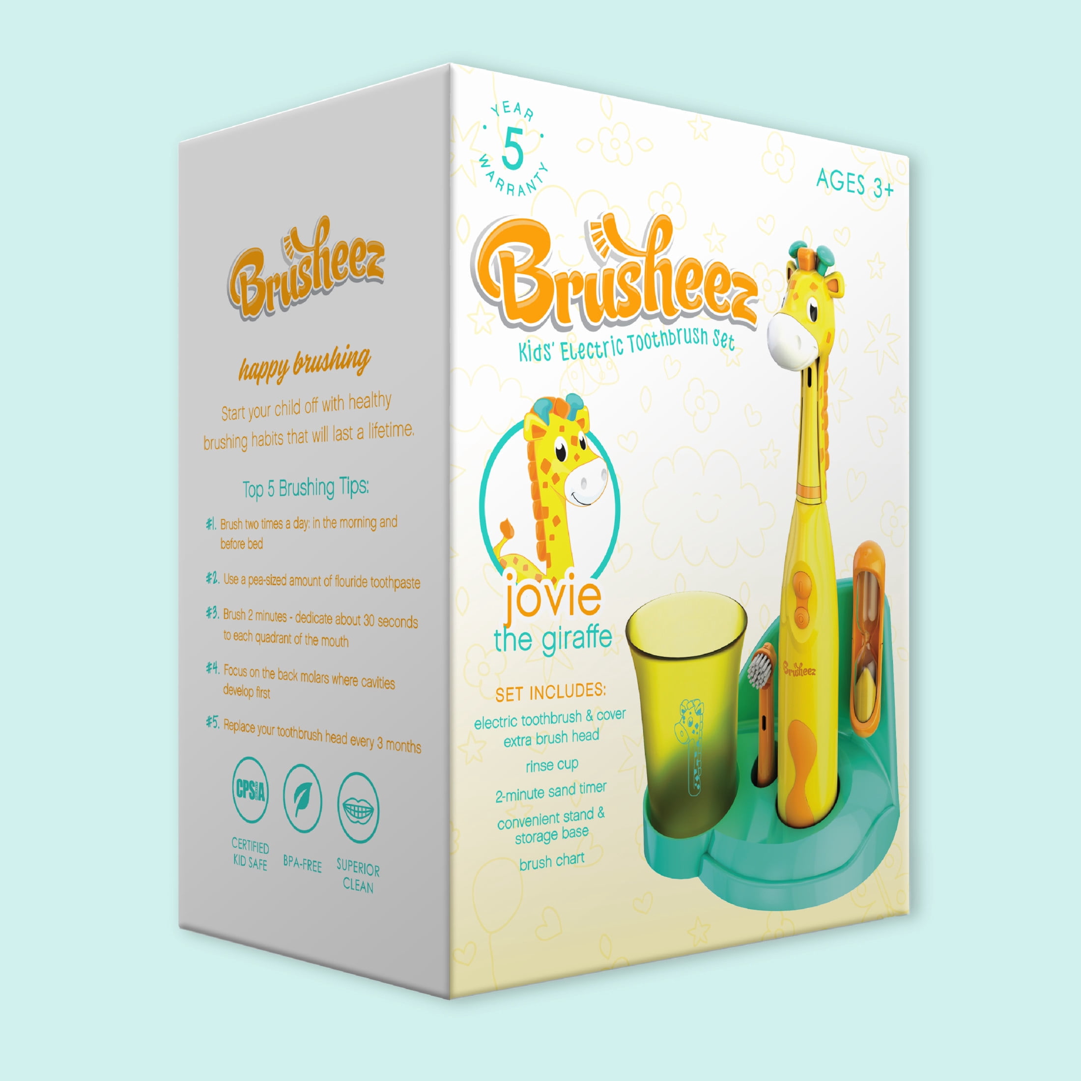 Brusheez Toddler Electric Toothbrush Set - Battery Operated - Giraffe