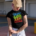 thumbnail image 2 of Trust God and Chill, Quote on Trusting God & Resting, Groovy Retro Wavy Text Merch Gift, Military Green T-Shirt, 2XL, 2 of 5