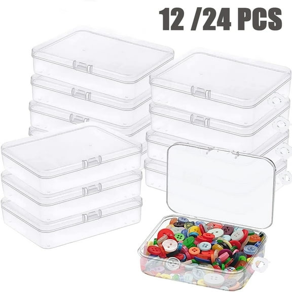 UDIYO Small Clear Plastic Beads Storage Containers Box with Lid for Storage of Small Items, Crafts, Jewelry, Hardware
