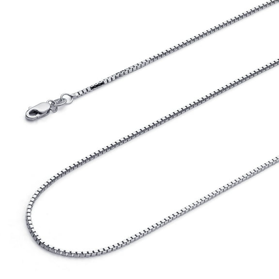 Wellingsale 14k White Gold Polished Solid 1.2mm Box Chain Necklace - 20"