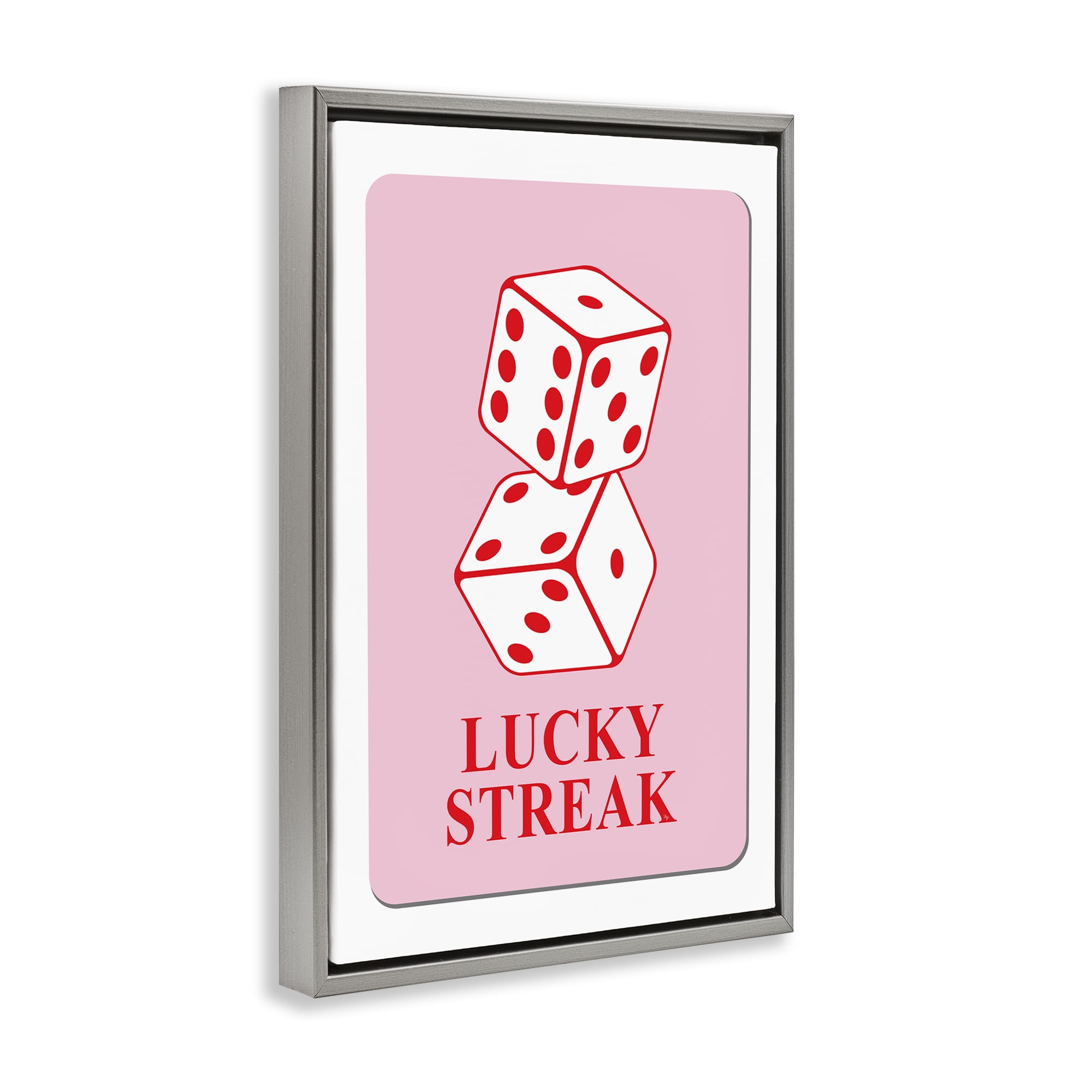 Stupell Industries Lucky Streak Dice Entertainment Painting Gray Floater Framed Canvas Art Print Wall Art, 21 x 31