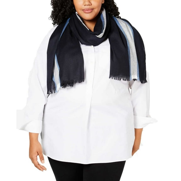 Calvin Klein Women’s Varsity-Stripe Lightweight Scarves, Navy