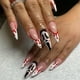 thumbnail image 1 of 24pcs Glossy Red Blood Press On Nails - Scary Ghost Design for Halloween and Christmas - Full Cover Long Stiletto False Nails for Women and Girls, 1 of 4