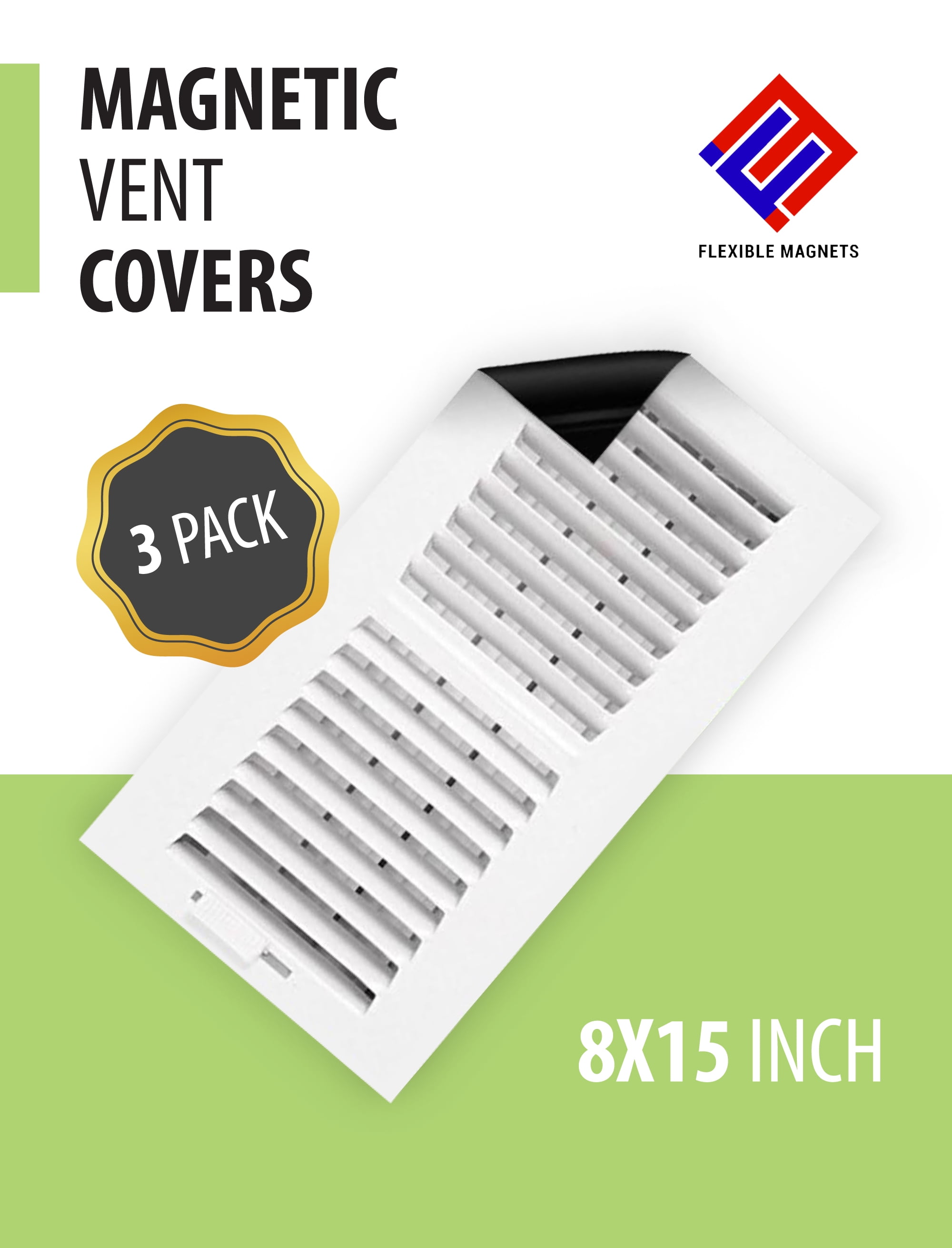 Magnetic Vent Covers (3-pack) - for Registers of Width 5.25? to 6, Length 15.25 to 16 (White)