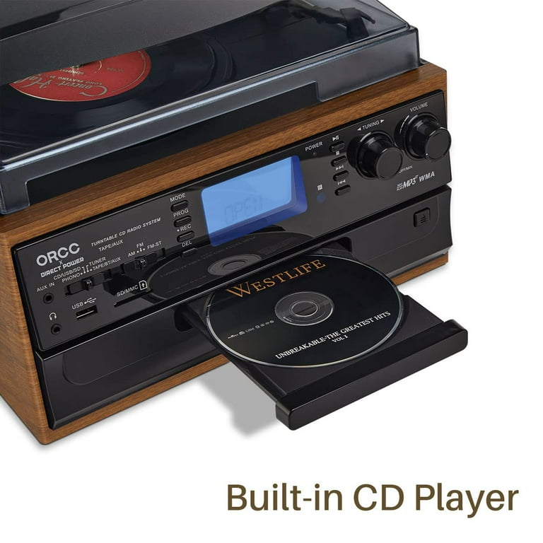 【廃盤12inch】The Philharmonic Turntable Orc 10-in-1 Vintage Bluetooth Stereo Record Player with Remote Control