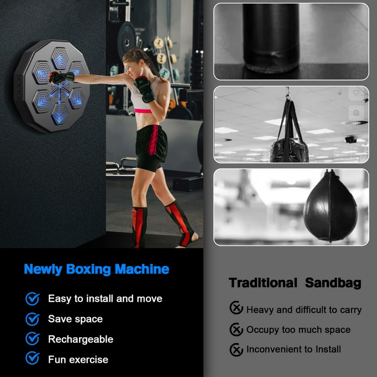 Electronic Boxing Machine,Music Boxing Machine,Wall Mounted Boxing Machine  Indoor with Boxing Glove Kids Adult Rechargeable Bluetooth Led Lighted  Boxing for Home Exercise Boxing Training Stress (C) : : Sports  & Outdoors