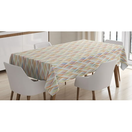 

Lattice Tablecloth Abstract Waves with Pastel Colorful Lines Artistic Simple Pattern Graphic Design Rectangular Table Cover for Dining Room Kitchen 52 X 70 Multicolor by Ambesonne