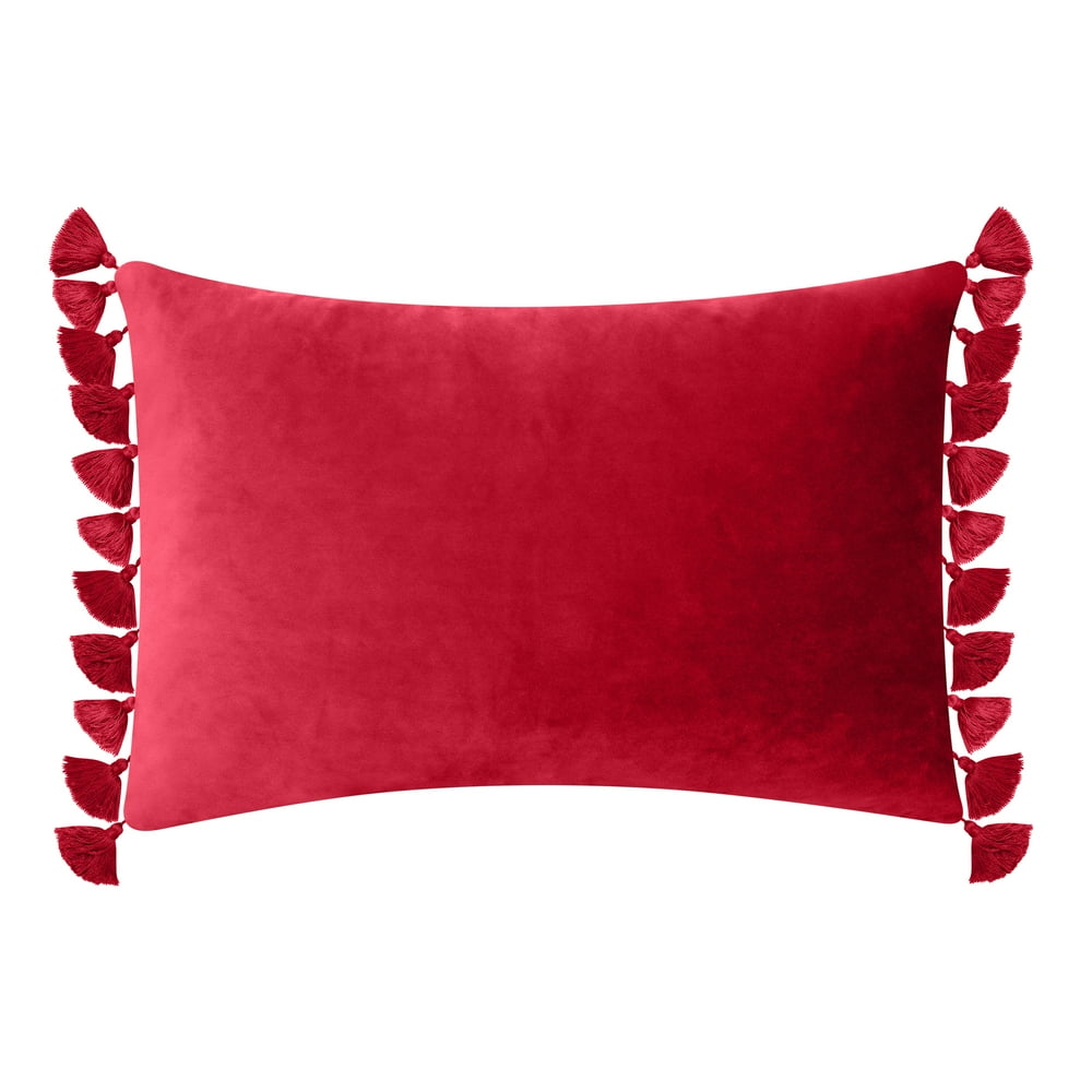 Better Homes & Gardens Feather Filled Tassled Velvet Oblong Decorative
