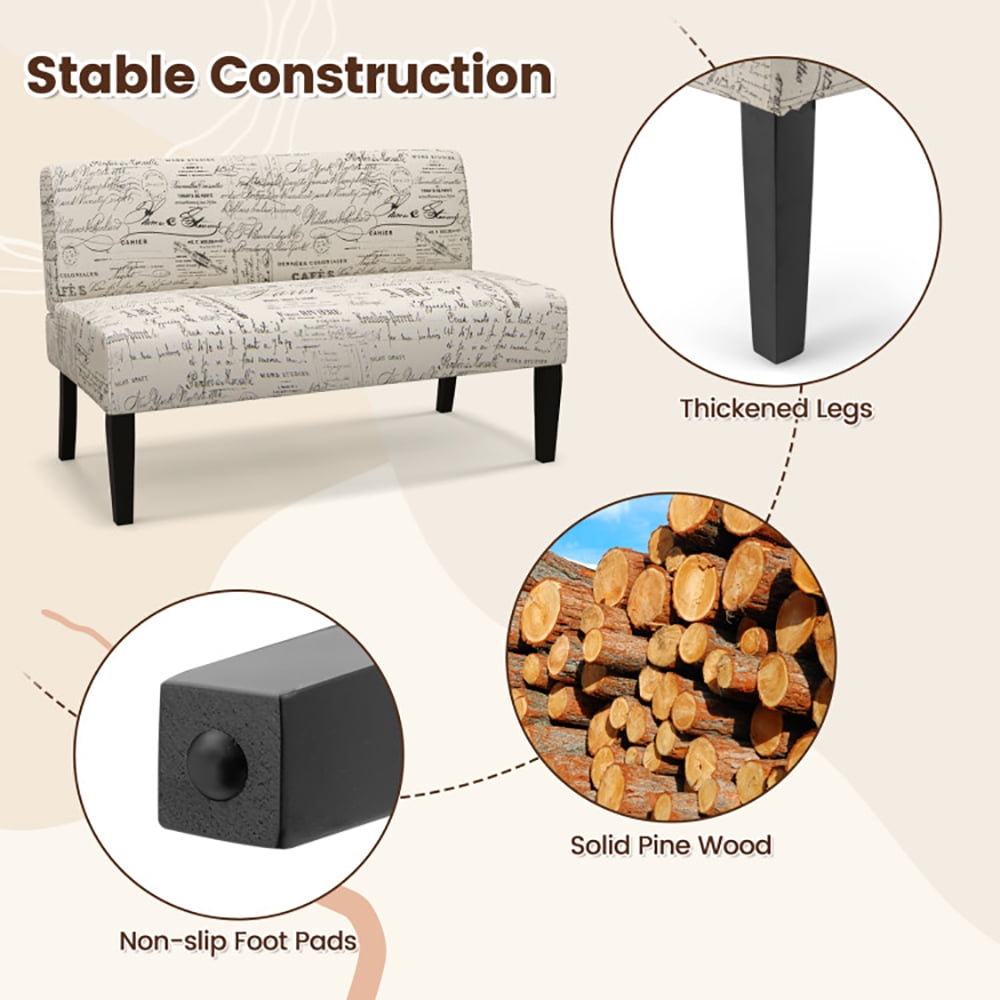 Finihen Loveseat Sofa, Armless Loveseat Sofa, Wooden Leg Armless Loveseat Sofa, for Living Room, Bedroom, Begie Finihen Loveseat Sofa, Armless Loveseat Sofa, Wooden Leg Armless Loveseat Sofa, for Living Room, Bedroom, Begie