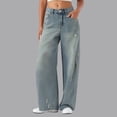 thumbnail image 5 of Womens Jean ripped High Waisted Straight Leg Baggy Jeans Clothes Women, 5 of 8