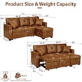 thumbnail image 3 of LLappuil Sectional Sofa, 71" Sectional Couch Convertible Sofa Bed, Pull Out Sofa Bed Full Size with Storage Chaise for Living Room, Foil Fabric Brown, 3 of 9