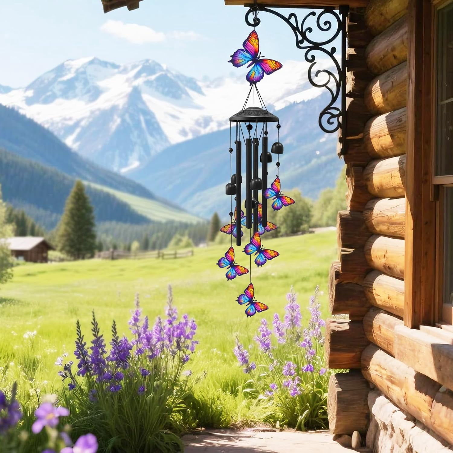 Butterfly Wind Chimes for Outside 39", Metal Outdoor Windchimes, Patio Decor Gifts for Women