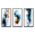thumbnail image 2 of Designart "Wonders Found Turquoise and Gold Ink Cloud II" Abstract Painting Framed Wall Art Set Of 3 - Turquoise Modern Frame Canvas Set For Living Room Decor, 2 of 6