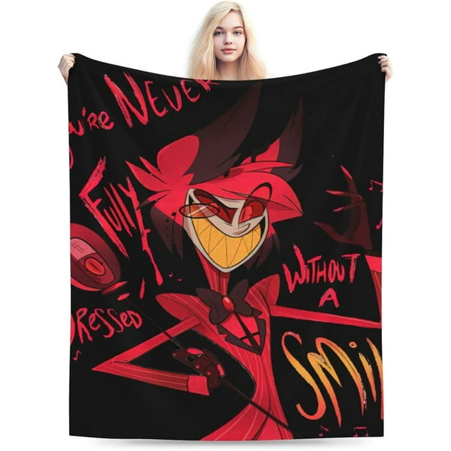 Hazbin Hotel Throw Blanket Fleece Blanket Warm Sofa Blankets Twin Size Blankets for All Season Stylish Blankets for Office Breathable Outdoor Blankets for Travel 40""x30"", Black