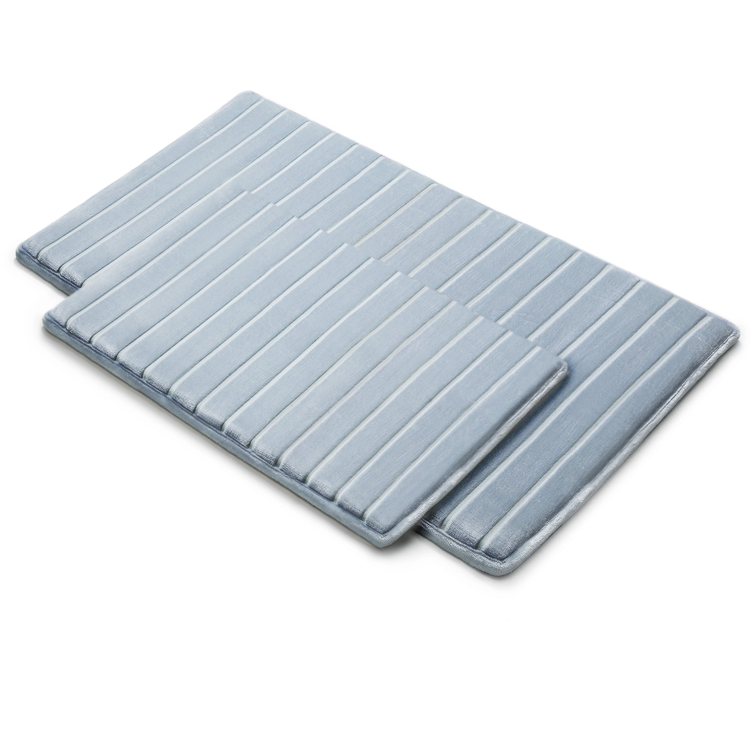 Microdry Modern Memory Foam Bath Mat Set, Navy (2-Piece)