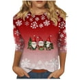 thumbnail image 2 of FDGIU Women's Christmas Graphic Tunic Tops - Soft Long Sleeve Crewneck Blouses with Xmas Tree Prints, Holiday Party Tees, 2 of 6