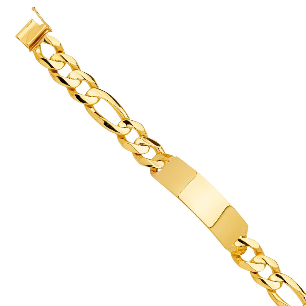 JewelryWeb - 14k Yellow Gold Solid Link ID Bracelet Jewelry Gifts for ...
