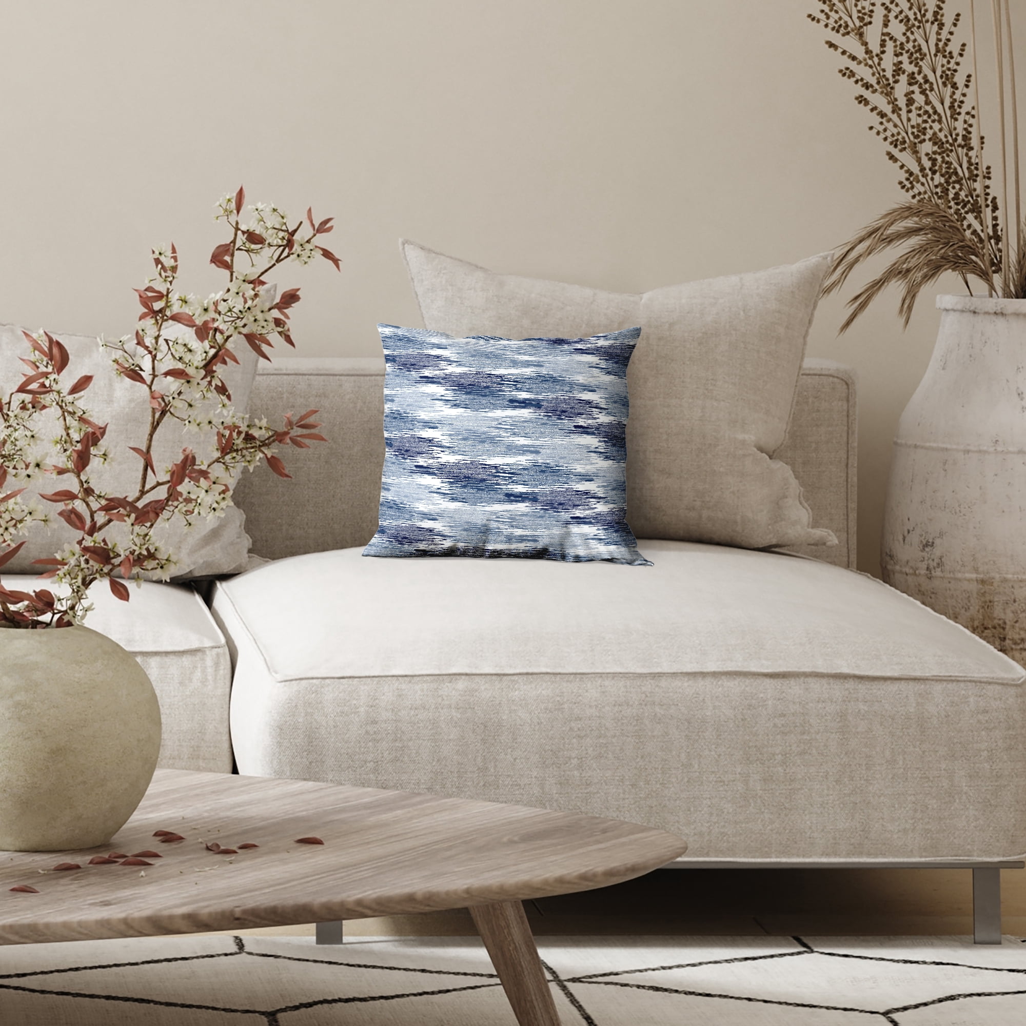 Americanflat 18"x18" Abstract Blurred Throw Pillow with Premium Polyester - Blue
