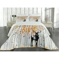 thumbnail image 2 of Ambesonne Deer Quilted Coverlet 3 Pcs, Trees Foliage Wilderness, Queen Size, Orange Green and White, 2 of 4