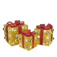 thumbnail image 2 of Northlight Set of 3 Lighted Red Tinsel Gift Boxes with Gold Ornaments Outdoor Christmas Decorations, 2 of 2
