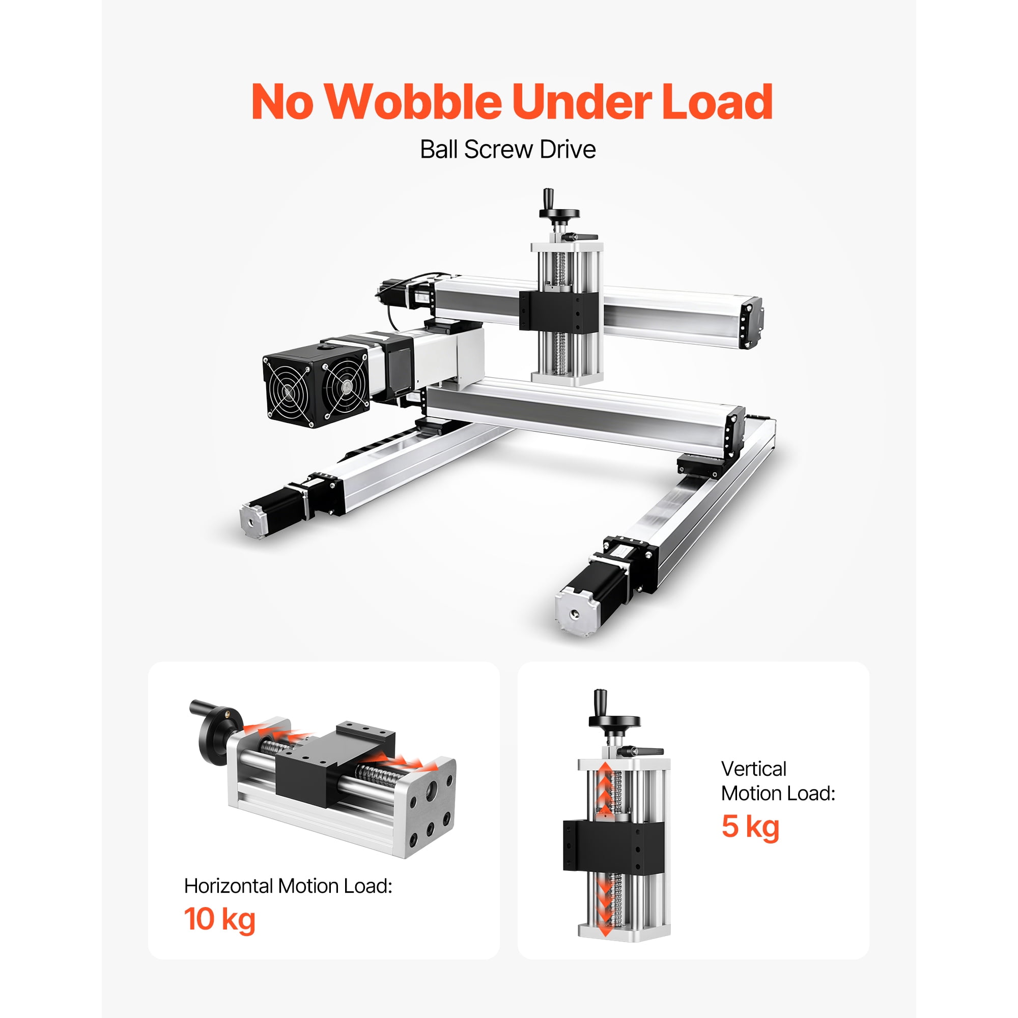 KFFKFF Linear Stage Actuator with 100 mm Stroke, Ball Screw CNC Motion Guide Rail, Dual Optical Axis, C7 Precision, Bearing Slide Block, Manual Handwheel, Suitable for CNC Router X Y Z Axis
