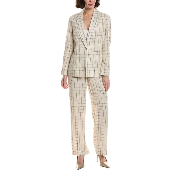 Nanette Nanette Lepore womens  2pc Linen-Blend Suit Jacket & Pant, 12, Tan