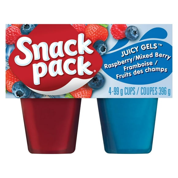 Snack Pack® Juicy Gels®Raspberry and Mixed Berry Fruit Juice Cups, 4 Cups, 396 g