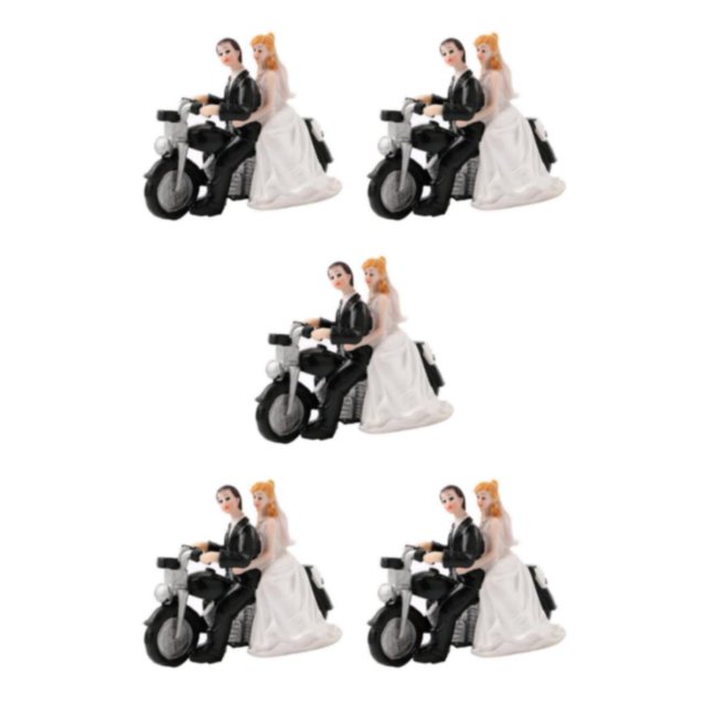 Ounissouiy Wedding Bride Groom Couple Motorcycle Resin Figurine Topper Cake Decoration Type2 NO2