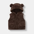 thumbnail image 2 of IVEYRTF Childrens Winter Fleece Lined Sleeveless Hooded Jacket Boys and Girls Solid Color Zipper Vests for Warmth Comfortable Lightweight Outerwear Indoor Casual Wear(Brown,5-6 Years), 2 of 5