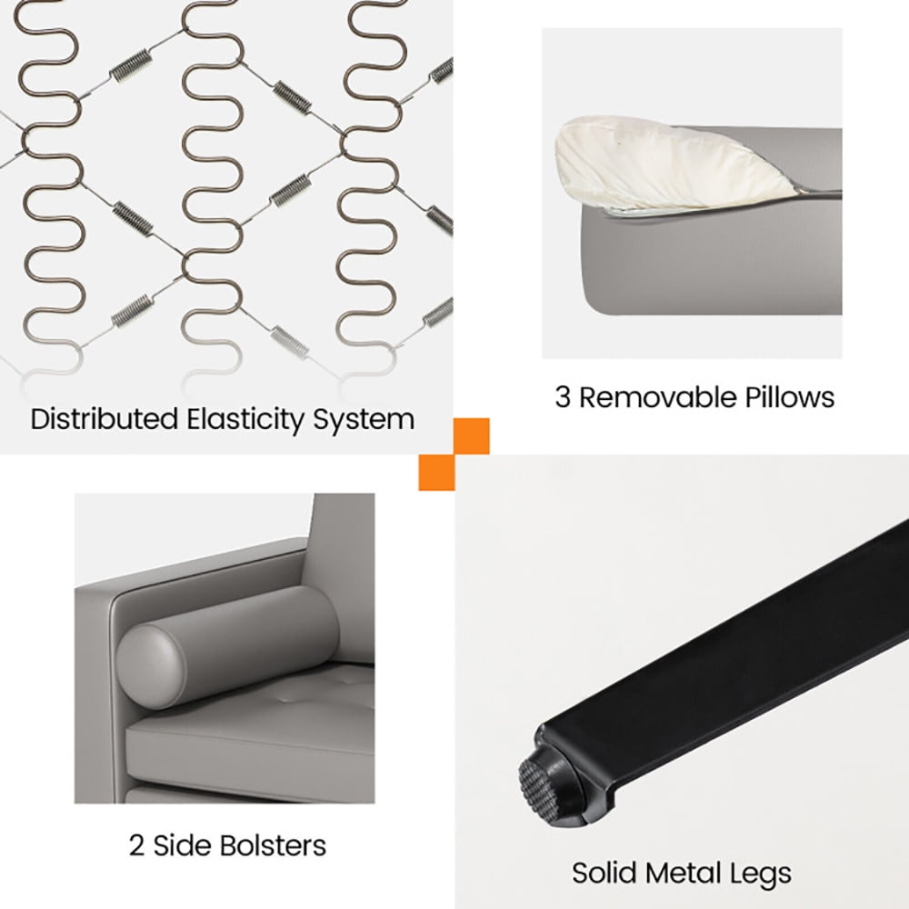 Finihen 3-Seat Sofa Couch, Modular 3-Seat Sofa Couch with Socket USB Ports and Side Storage Pocket, for Living Room, Bedroom, Light Gray Finihen 3-Seat Sofa Couch, Modular 3-Seat Sofa Couch with Socket USB Ports and Side Storage Pocket, for Living Room, Bedroom, Light Gray