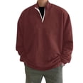 thumbnail image 1 of Mens Autumn And Winter Fashion Loose Plus Size Zipper Solid Color Stand Collar Hoodless Pullover Sweater Top, 1 of 4