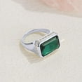 thumbnail image 4 of AFFY Solitaire Engagement Ring for Women, 10X14MM Emerald Shape Zambian Green Emerald Lab Grown Gemstone & Created Moissanite Promise Ring In 14K White Gold Over Sterling Silver, (6.15 Cttw) Size-5, 4 of 6