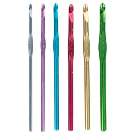 Susan Bates Silvalume Aluminum Crochet Hook Set with Pouch, Assorted Size, Set of 6