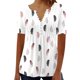 thumbnail image 1 of Tops de Algodón para las Mujeres Impreso en V-Cuello Botón Arriba Blusa de Manga Corta, Ligera Imitación Top Casual, 1 of 5