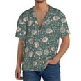 thumbnail image 3 of Xecao offers the Hedgehogs and Flowers for Men's Casual Short-sleeved Shirt, a button-up collared shirt with a pocket, perfect for beach vacations and yacht travel in the 4X-Large size., 3 of 7