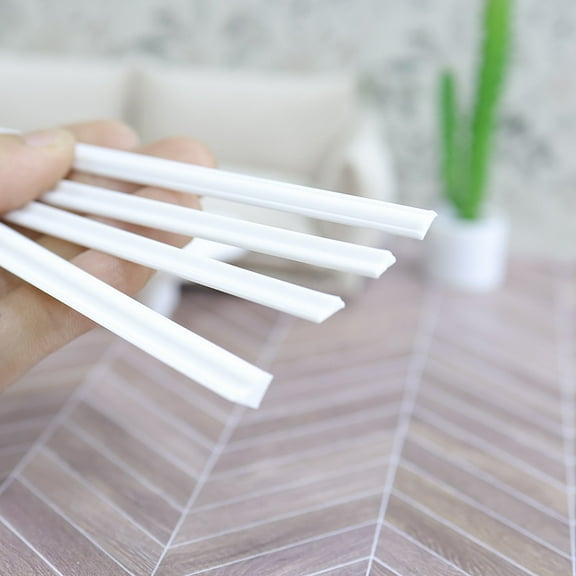 OUNONA Dollhouse Trim and Molding Set, White Plastic, Realistic Proportions, Miniature Accessories, 8 Pieces