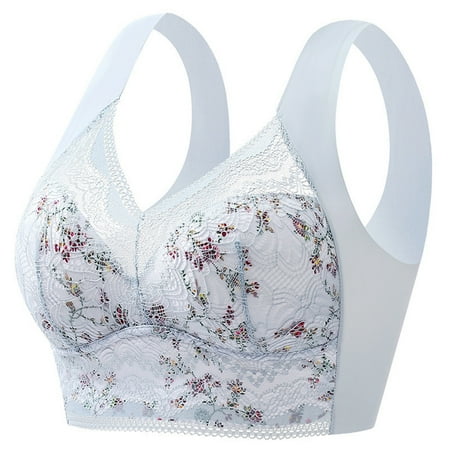 Bigersell Sports Bra Discouts Fashion Women Lace Solid Color Bra and Lingerie Underwear Underwire Bras Balconette Bra Style F-668 Blue M