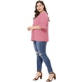 thumbnail image 4 of Women's Plus Size Ruffle Blouse V Neck Smocked Sleeves Top Pink 4X, 4 of 6