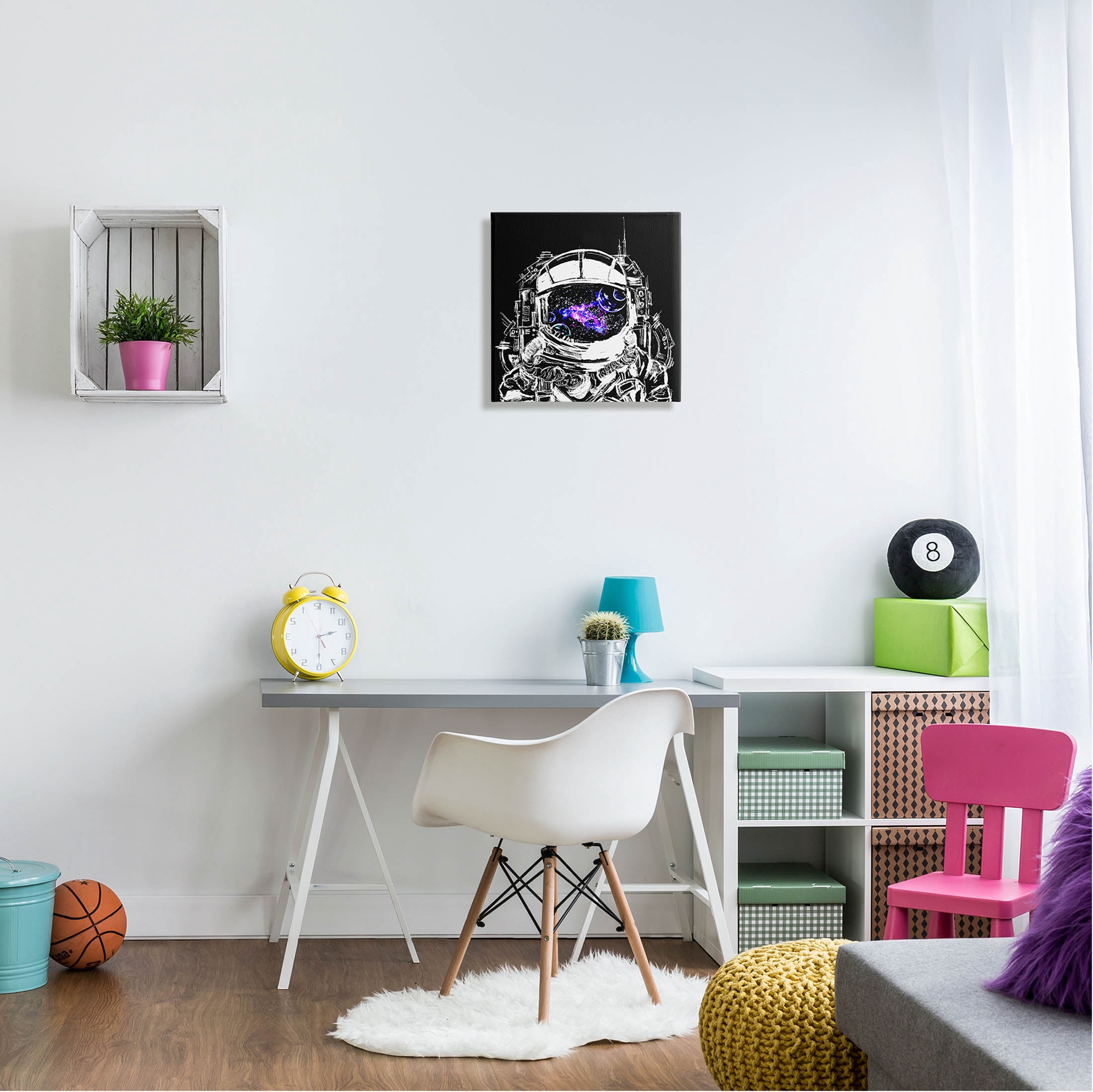 Astronaut Nebula Galaxy Reflection Art for Kids Graphic Art Gallery Wrapped Canvas Print Wall Art