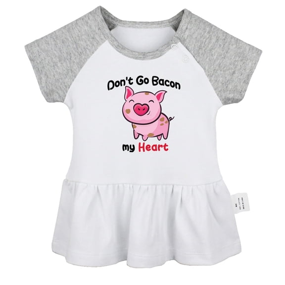Don't Go Bacon My Heart Funny Dresses For Baby, Newborn Babies Skirts, Infant Princess Dress, 0-24M Kids Graphic Clothes (Gray Raglan Dresses, 18-24 Months)