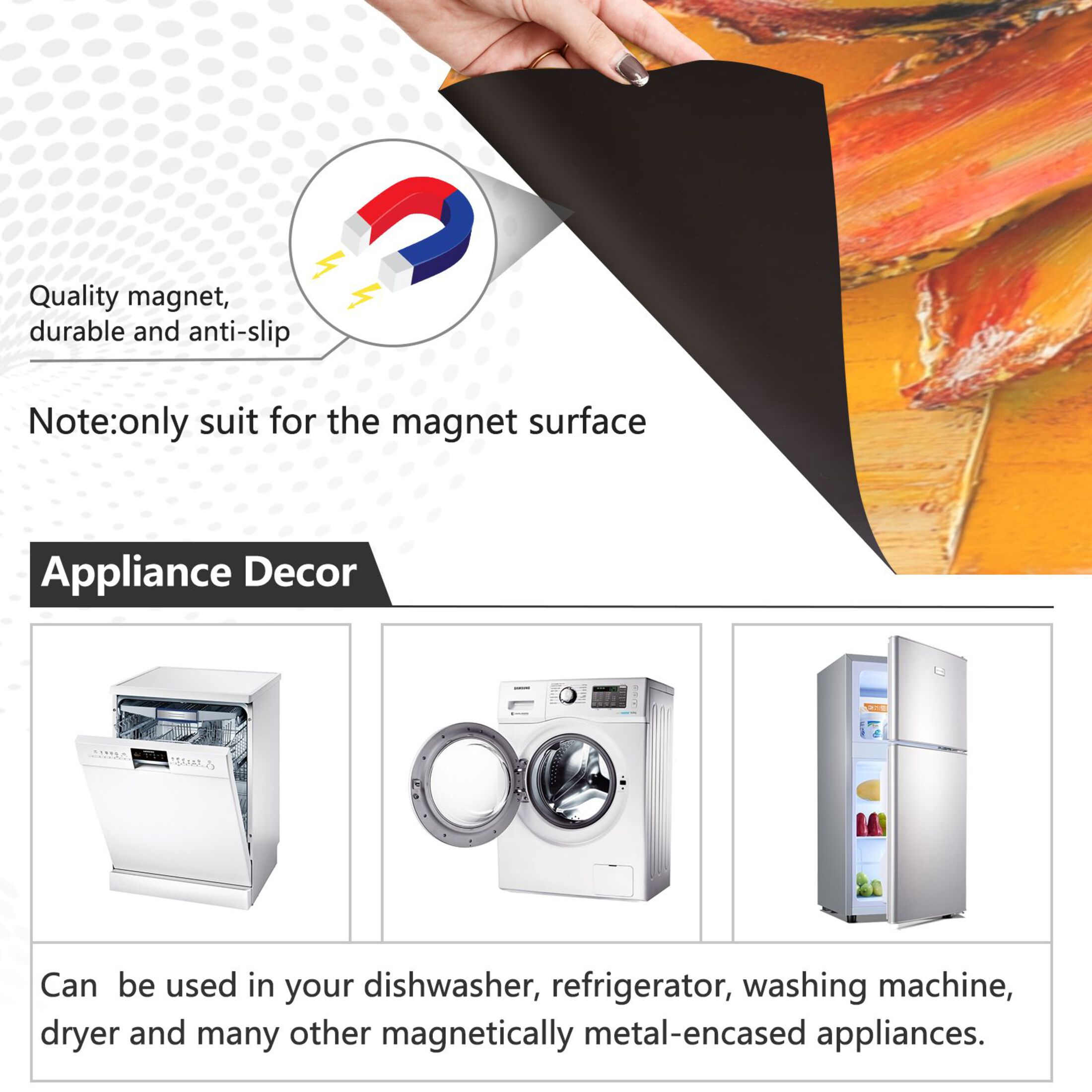 Dishwasher Magnetic Sticker 23x26 Inch Refrigerator Magnetic Sticker Washing Machine Magnetic Sticker Kitchen Panel Magnetic Sticker Home Decor Large Orange Flower