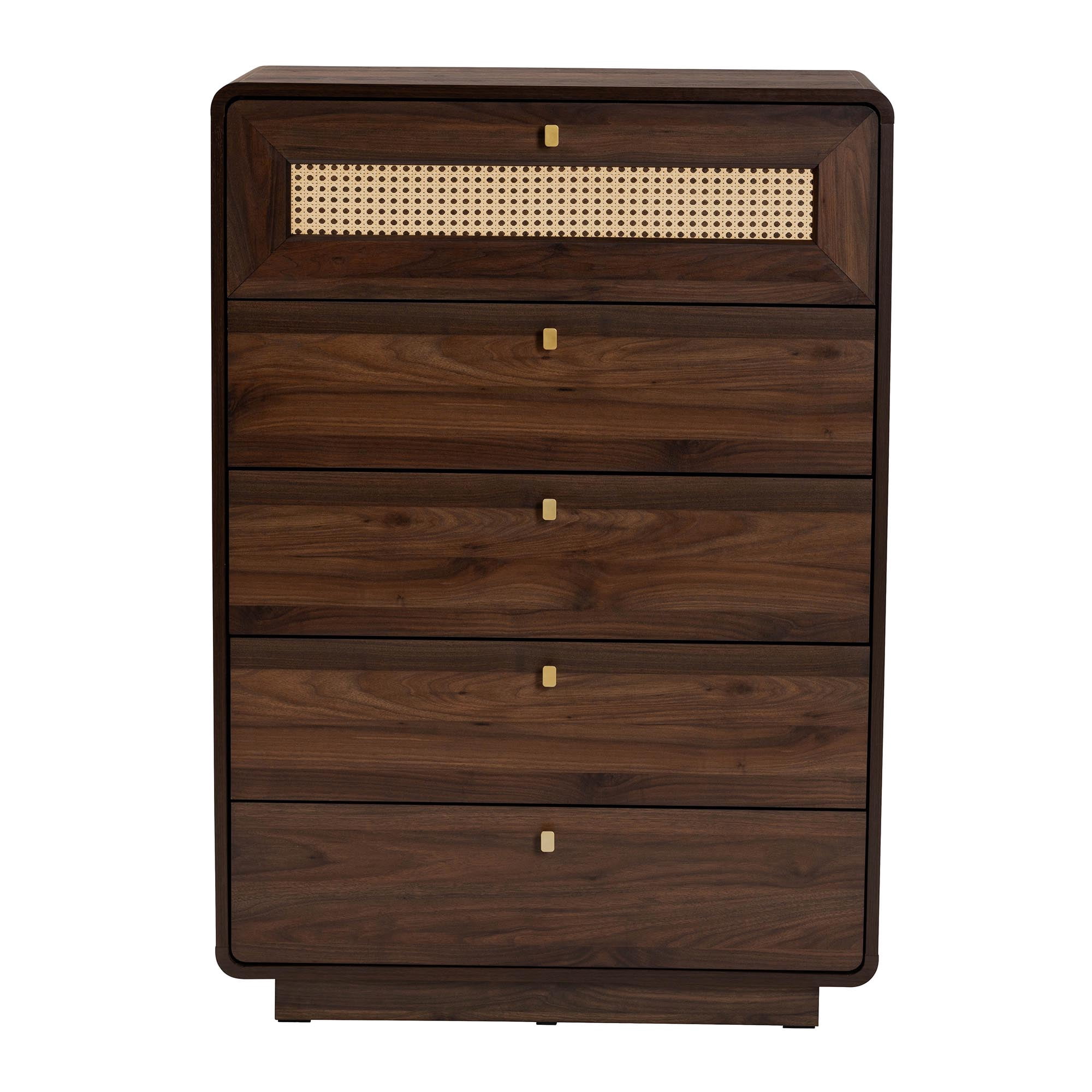 Baxton Studio Jenibelle Classic Chest, 5-Drawer, Walnut Brown