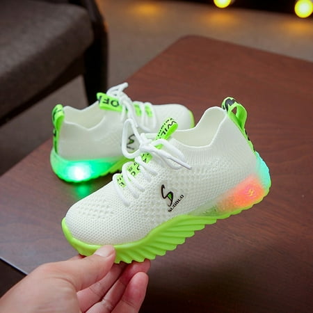 

〖Roliyen〗Girls Sneakers Baby Children Kid Sport Led Casual Luminous Sneakers Girls Shoes Letter Run Boys Baby Shoes