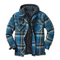 thumbnail image 1 of Pisexur Mens Jacket Men's Casual Fashionable Checkered Printed Design Button Pockets Fleece Long Sleeved Fake Two-Piece Hooded Jacket Plaid Shacket Jacket Plus Size Winter Jackets for Men, 1 of 5