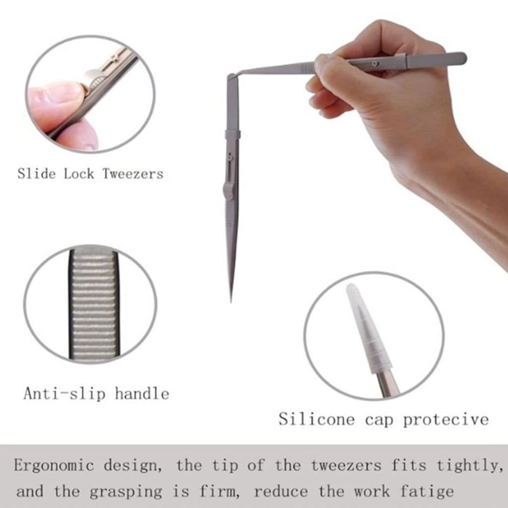 Geemin 5pcs AntiStatic Tweezers Precisions Tweezers Essential Tool for DIY Enthusiasts Fine Tip Not Magnetic Tweezers Tool