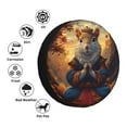 thumbnail image 4 of Fuzoiu Maple Leaf Meditating Squirrel Print Universal Spare Tire Cover with Buckle Strap, Waterproof Wheel Covers for Jeep, Trailer, RV, Truck and All Car-17 inch, 4 of 6