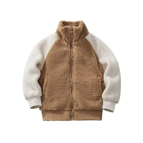 Fgnfyis Boys Winter Jacket with Color Block Design Warm Outerwear for Autumn and Cold Weather Coats Youth Insulated Hooded Coffee 6-7 Years