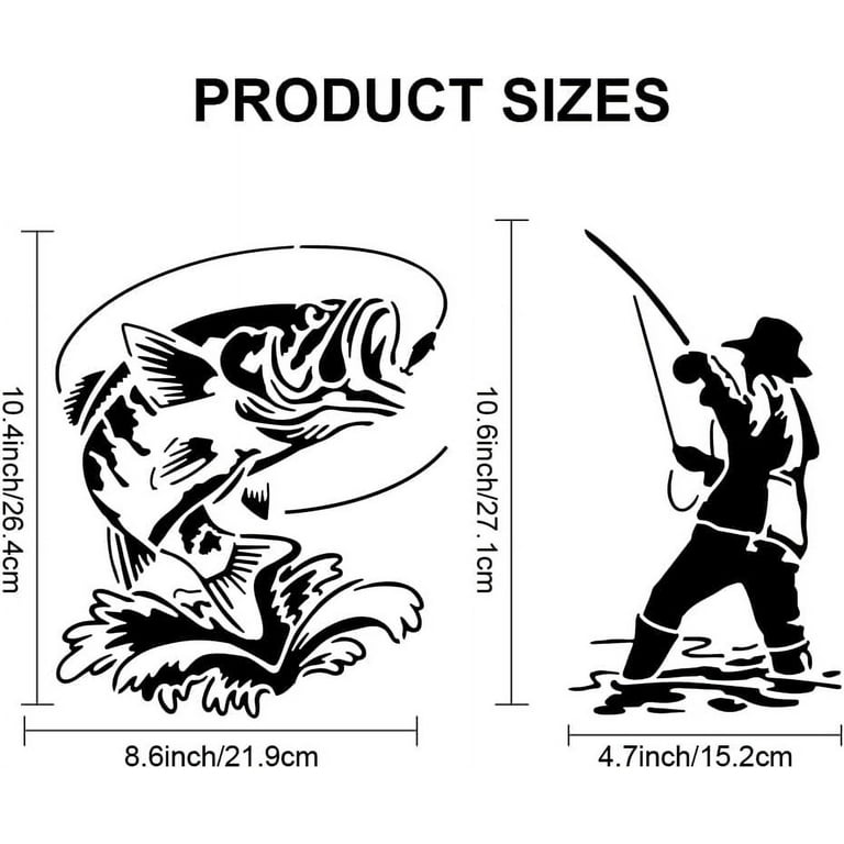 9-Piece Fish Stencils Set For DIY Crafts – Reusable Plastic Templates For Painting On Wood, Walls, Canvas (8x8 Inch)